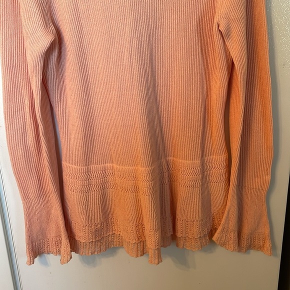 Lauren Ralph Lauren Cardigan Womens Sweater V-Neck Peplum Bell Sleeve Peach XL - Picture 6 of 7
